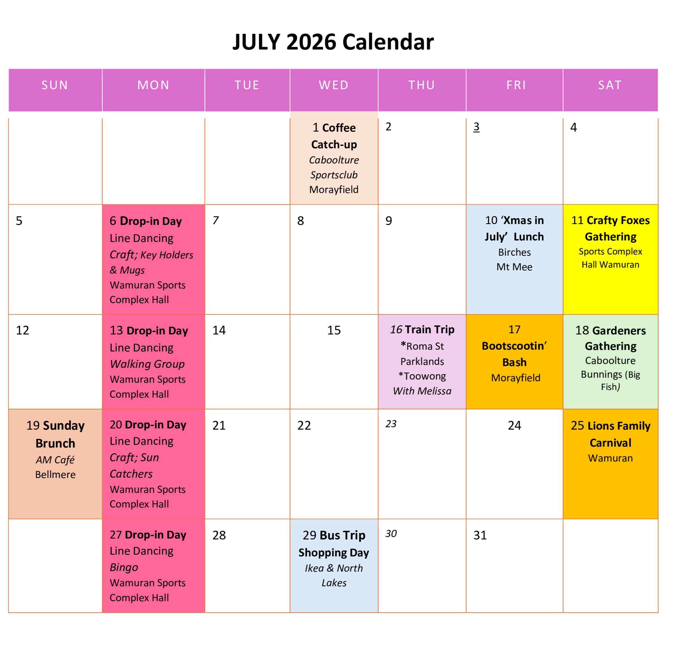 July Calendar
