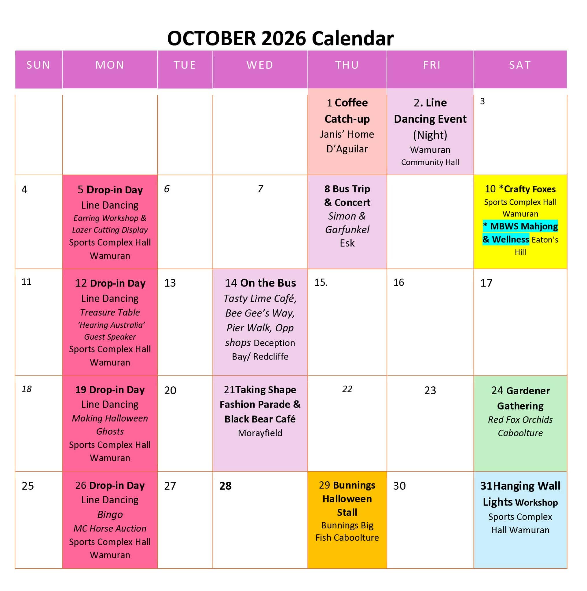 October Calendar