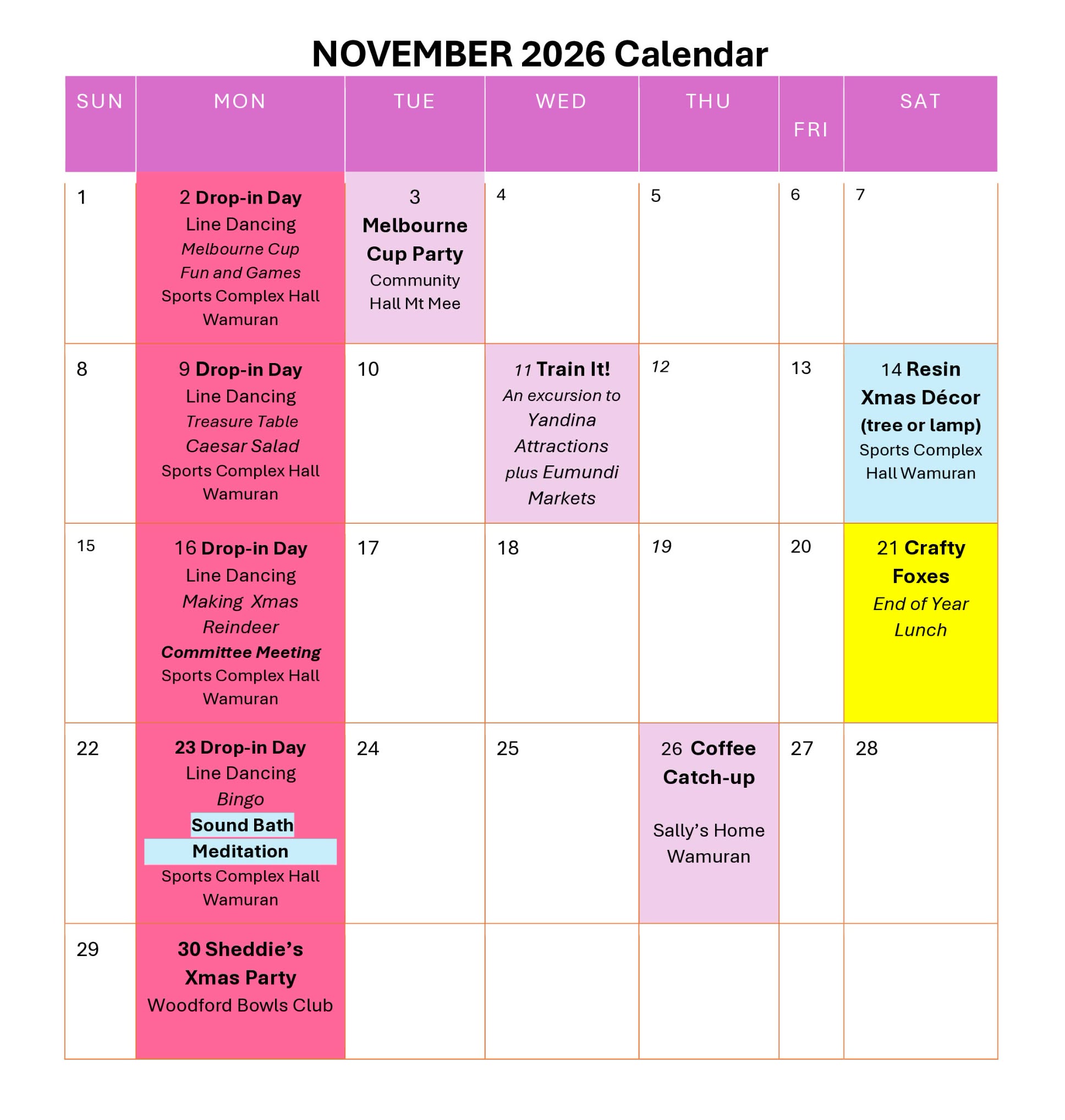 November Calendar